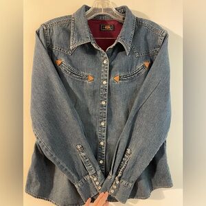 Vintage Western Pearl Snap Demin Shirt by Route 66 - Large
